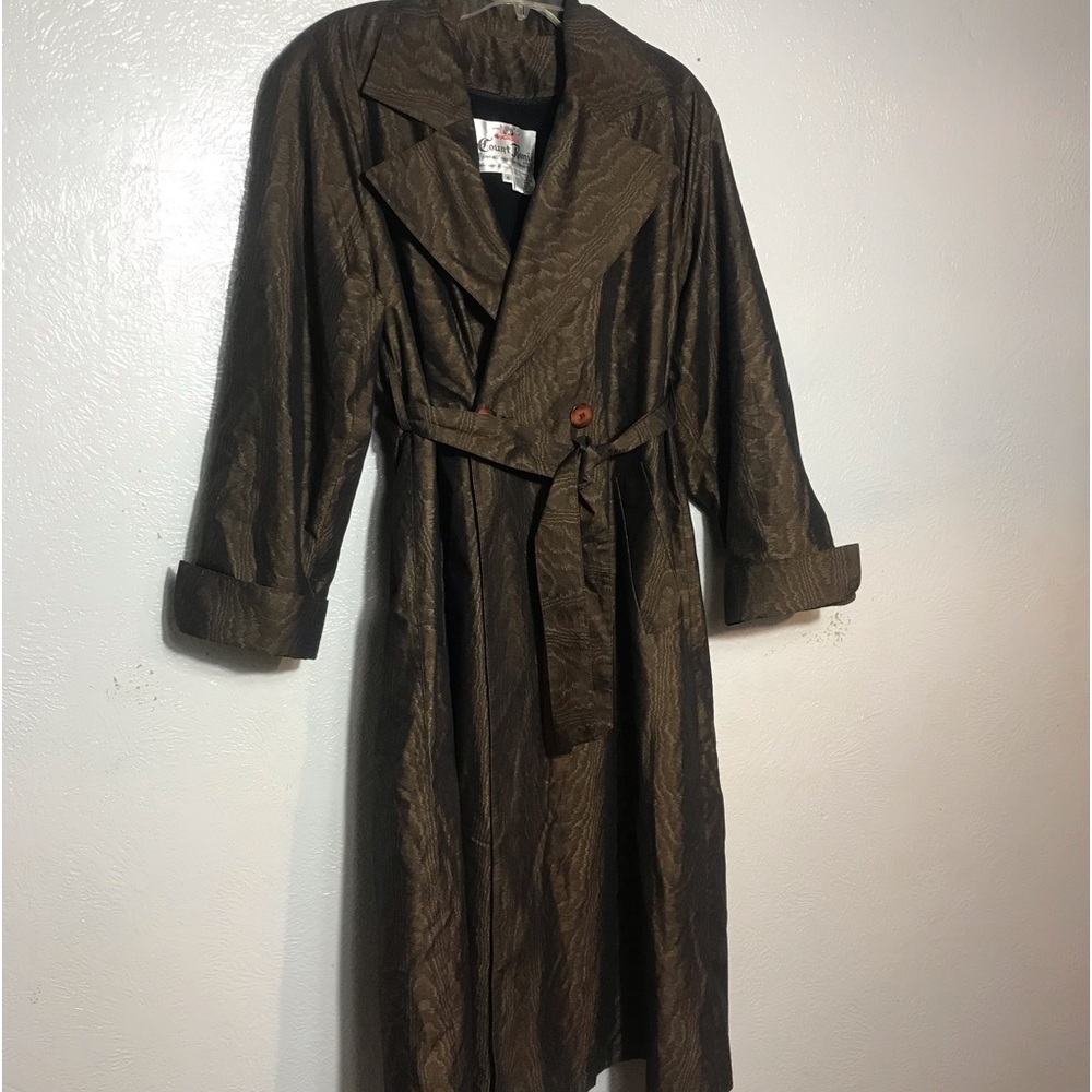 Count Romi Olive Animal Print Metallic Removable Inner Liner Trenca 6 fits L/XL - Picture 3 of 11